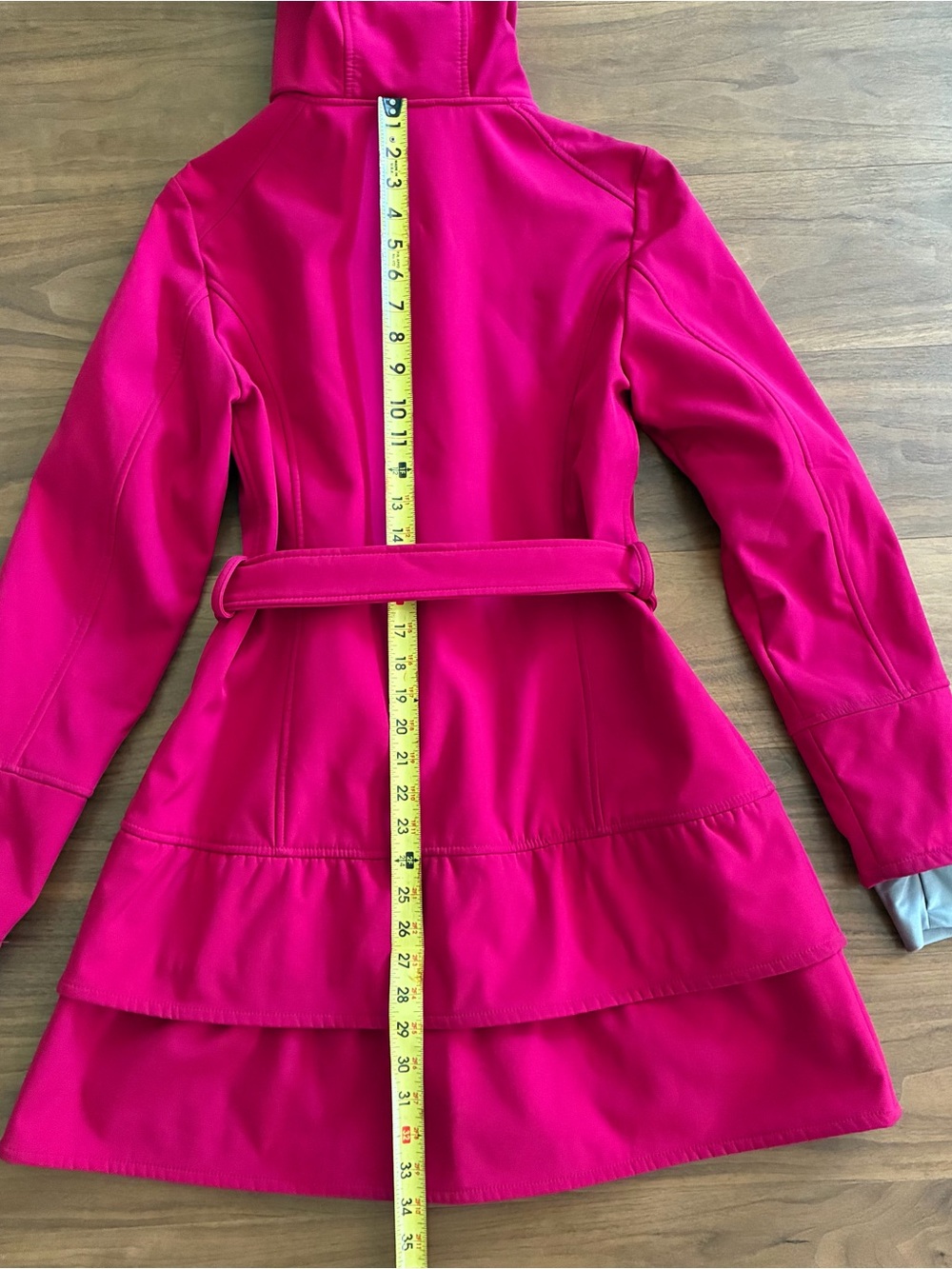 Betsey Johnson Belted Hooded Soft Shell Coat Pink Medium - Picture 3 of 10